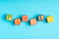 Ã¢â¬ÅFAMILYÃ¢â¬ÂÃÂ wordings on wooden blocks